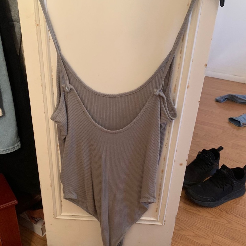 Grey ribbed bodysuit